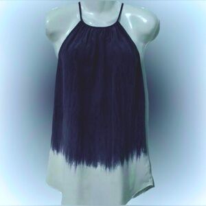 Fifteen Twenty Women’s XS 0-2 SILK Tunic Tank Top Navy Blue Cream Anthropologie